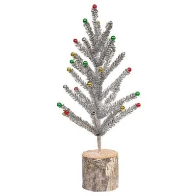 Homegifo Snazzy Silver Tinsel Tree 16" In Gray