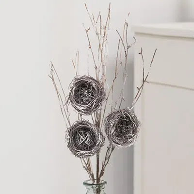 Homegifo Snow Fallen Branch W/birdnest 34" In Brown