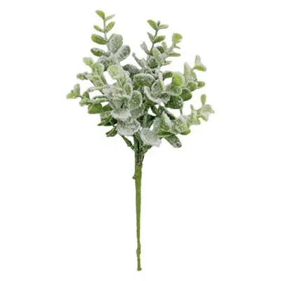 Homegifo Snow Flocked Eucalyptus Bush 9.5" In Green