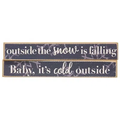 Homegifo Snow Is Falling Navy Snowflake Mini Stick 2 Asstd. In Blue