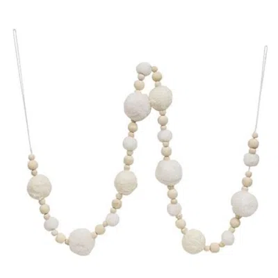 Homegifo Snowball & Natural Bead Garland In White