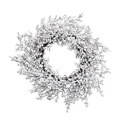 Homegifo Snowball Glittered Wreath 20" In White