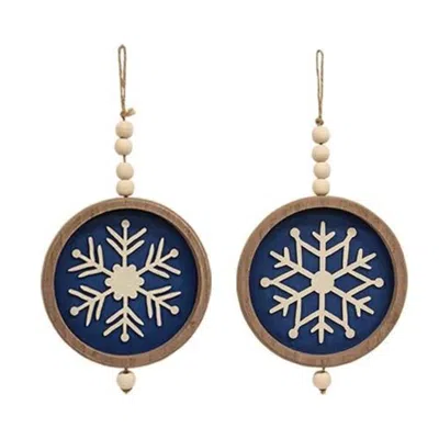 Homegifo Snowflake Beaded Round Hanger 2 Asstd. In Blue