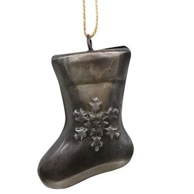 Homegifo Snowflake Embossed Metal Stocking Ornament In Black