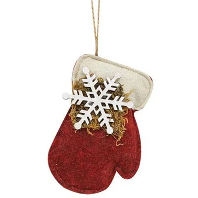 Homegifo Snowflake Mitten Felt Ornament In Red