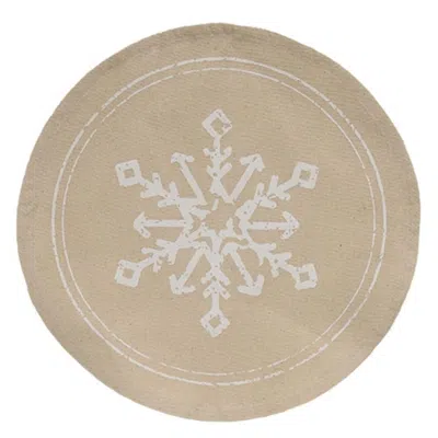 Homegifo Snowflake Natural Round Mat In Neutral