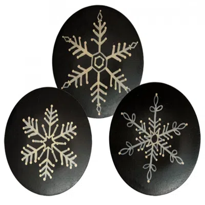 Homegifo Snowflake Plate 3 Asstd. In Black