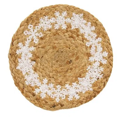 Homegifo Snowflake Ring Jute Trivet In Brown