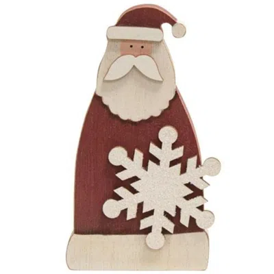 Homegifo Snowflake Santa Wooden Sitter In Red