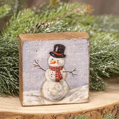 Homegifo Snowman Distressed Block In Multi