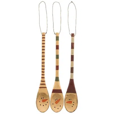 Homegifo *snowman Face Spoon Ornament 3 Asstd. In Neutral