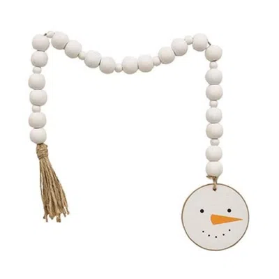 Homegifo Snowman Head Ornament Beaded Garland In White