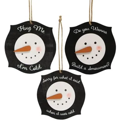 Homegifo Snowman Hug Ornament 3 Asstd. In Black
