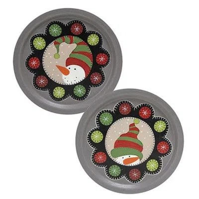 Homegifo Snowman Penny Mat Plate 2 Asstd. In Gray