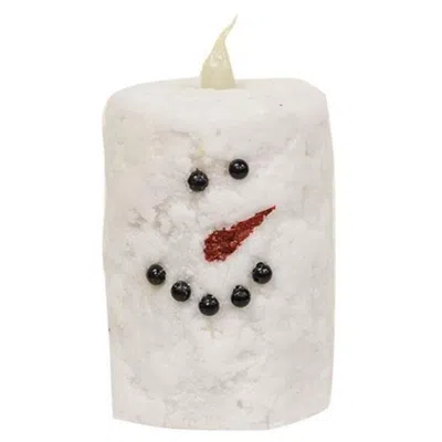 Homegifo Snowman Votive Timer Pillar 2" X 3" In White