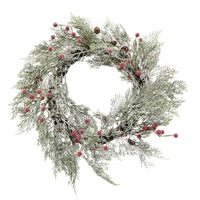 Homegifo *snowy Cypress & Sugar Berry Wreath In White