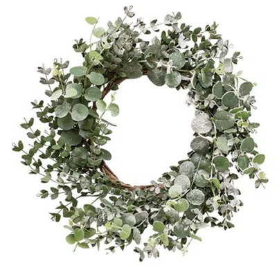 Homegifo Snowy Eucalyptus Wreath 22" In Green