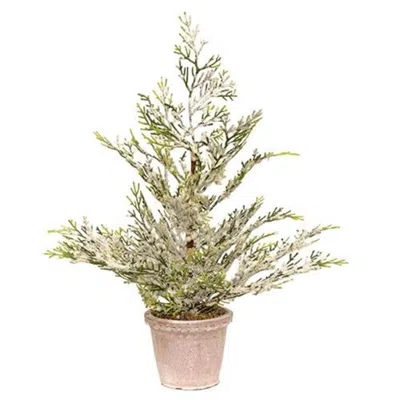 Homegifo Snowy Juniper Tree In Planter In Neutral