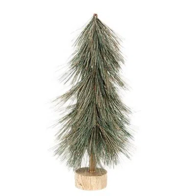 Homegifo Sparkle Bottle Brush Pine Tree On Base 15" In Green