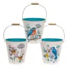 Homegifo Spring Birds & Blooms Metal Bucket 3 Asstd.