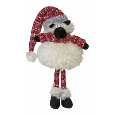 Homegifo *standing Fluffy Sheep With Red Knit Hat
