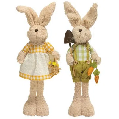 Homegifo *standing Mr & Mrs. Garden Bunny 2 Asstd. In Neutral