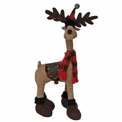 Homegifo *standing Plush Red/black Plaid Reindeer In Multi