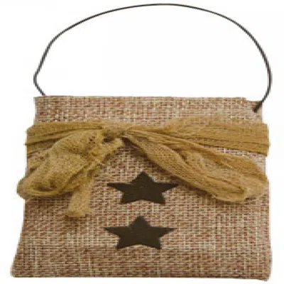Homegifo Star Burlap Bag 4" In Neutral