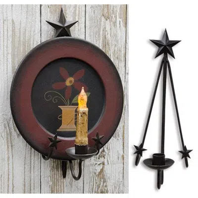 Homegifo Star Hanging Plate & Taper Holder In Gray