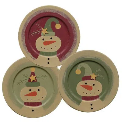 Homegifo *star Hat Snowman Plate 3 Asstd. In Multi