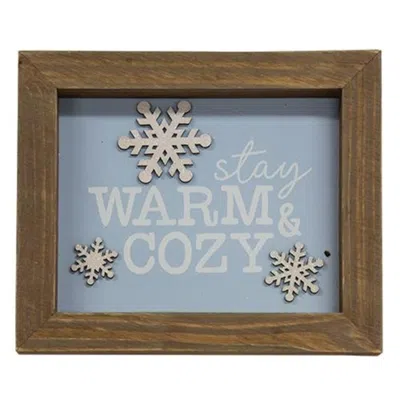 Homegifo Stay Warm & Cozy Snowflake Framed Sign In Brown