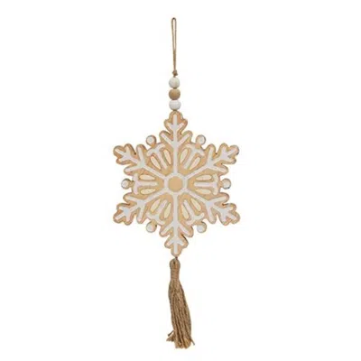 Homegifo *stellar Snowflake Wood Ornament In Neutral