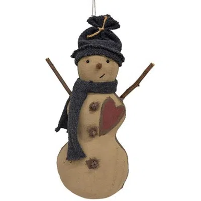 Homegifo Stiffened Fabric Heart Hat & Scarf Snowman Hanger In Neutral