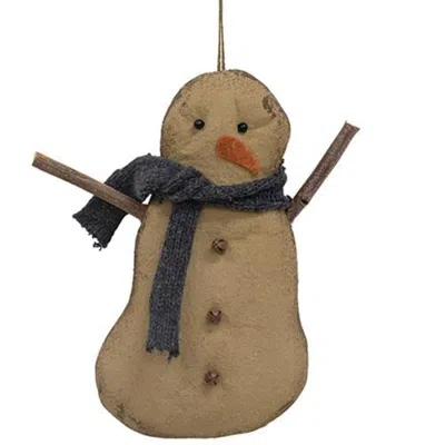 Homegifo Stiffened Fabric Jingle Bell Primitive Snowman Ornament In Neutral