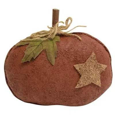 Homegifo Stiffened Primitive Orange Pumpkin W/star In Brown