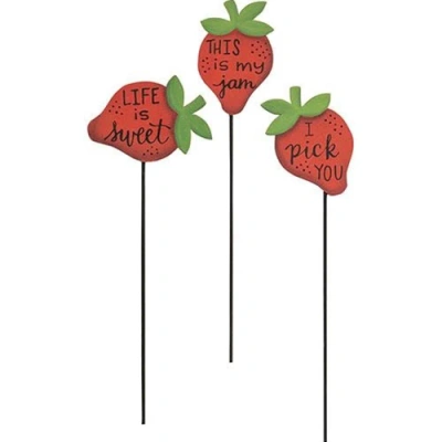 Homegifo Strawberry Plant Poke 3 Asstd. In Red