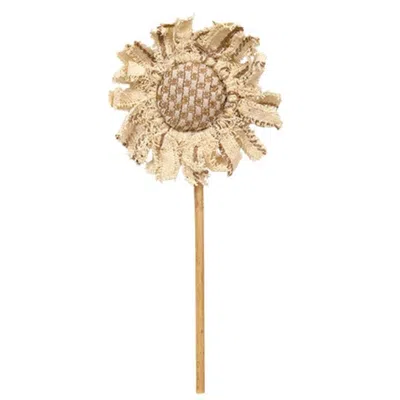 Homegifo Striped & Weave Pattern Sunflower Pick 11" In Neutral
