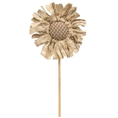 Homegifo Striped & Weave Pattern Sunflower Pick 13.5" In Burgundy