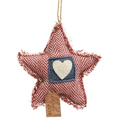 Homegifo Striped Fringe Olde Glory Star Ornament In Red