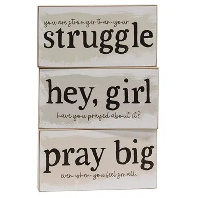 Homegifo Stronger Than Your Struggle Block Sign 3 Asstd. In White