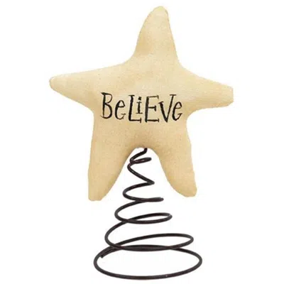 Homegifo Stuffed Believe Star Tree Topper In Neutral