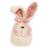 Homegifo Stuffed Fuzzy Bunny Head Sitter W/pink & White Checked Bow