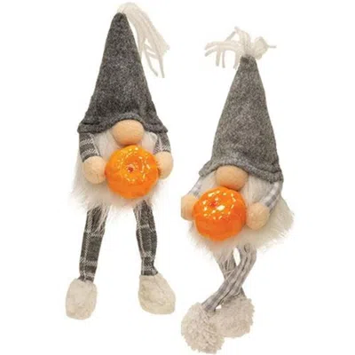 Homegifo *stuffed Gnome W/pumpkin 2 Asstd. In Gray