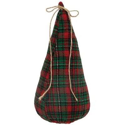 Homegifo Stuffed Green & Red Plaid Christmas Tree 13.5" In Multi
