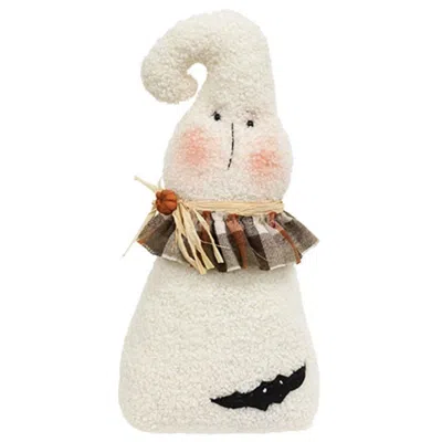 Homegifo Stuffed Plaid Ruffled Ghost Doll W/bat In White
