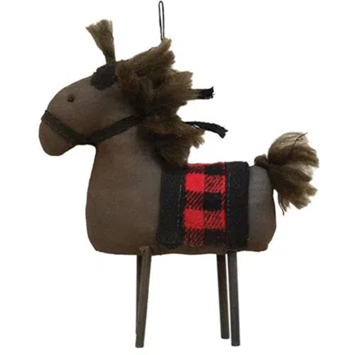 Homegifo Stuffed Primitive Horse Ornament In Gray