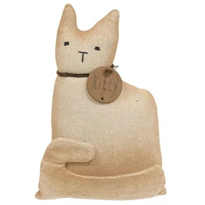 Homegifo Stuffed Primitive Sitting White Kitty In Neutral
