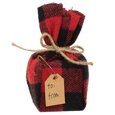 Homegifo *stuffed Red & Black Check Christmas Present Sitter