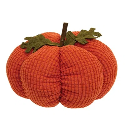 Homegifo Stuffed Waffle Weave Orange Pumpkin W/stick Stem Large