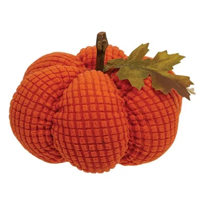 Homegifo Stuffed Waffle Weave Orange Pumpkin W/stick Stem Medium